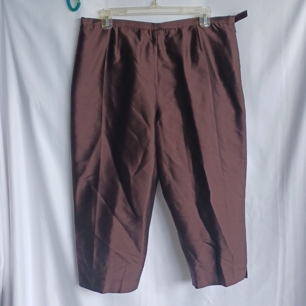 Coldwater Creek Women’s SZ P14 Silk Brown Capri Fully Lined Pants